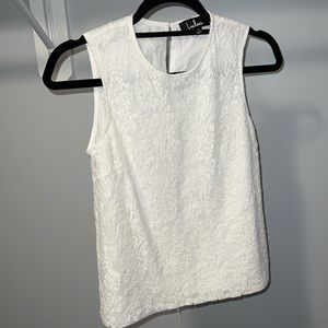 White lace tank top. High neck.